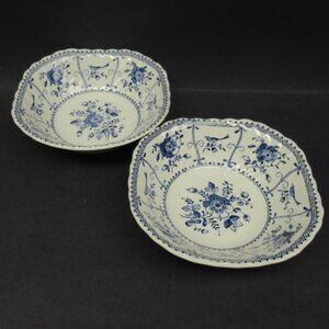 2 - Johnson Brothers China INDIES BLUE 6 Inch Square Cereal Bowls
